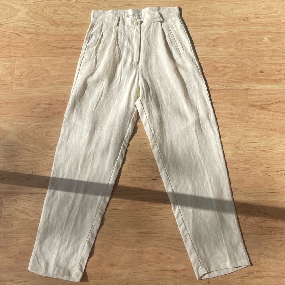 100% Linen All That Remains Relaxed Trouser Pants in Almond Beige US Size 6 NWOT - Picture 3 of 10